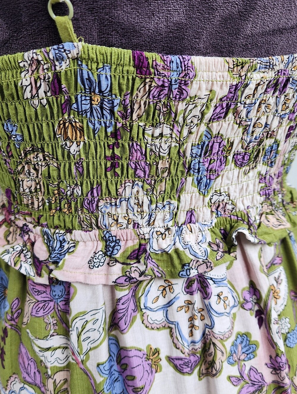 Monteau Los Angeles Women's Maxi Dress Floral Print Green Rayon Nylon Sz S - Picture 15 of 16